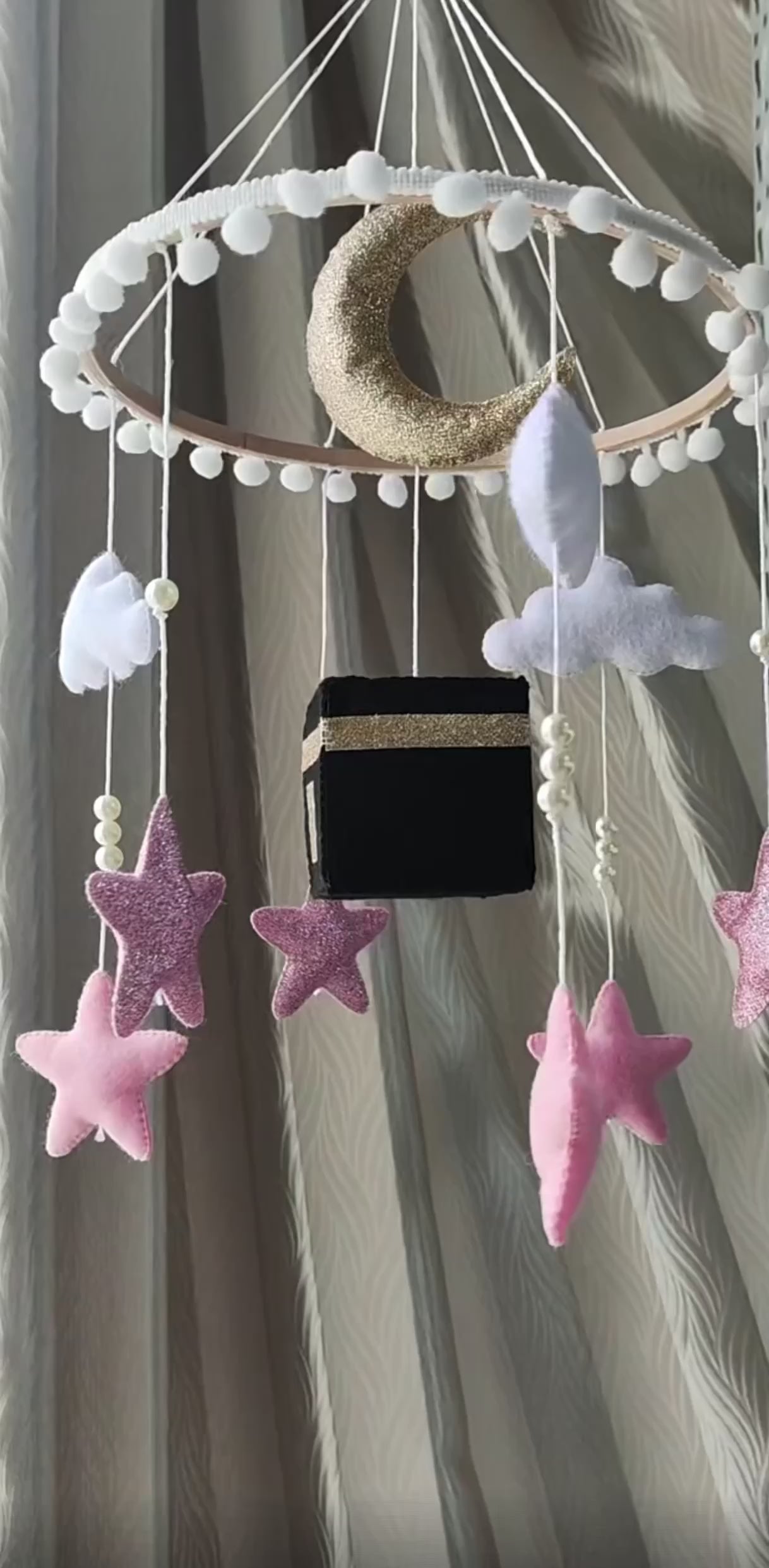 The Premium Noor Moon Quran Reciting Cot Mobile - Pink